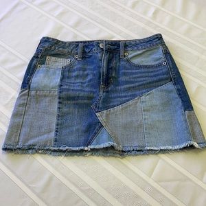 American Eagle Outfitters patch denim mini skirt